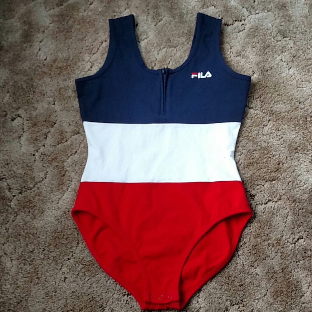 Fila red white and navy bodysuit